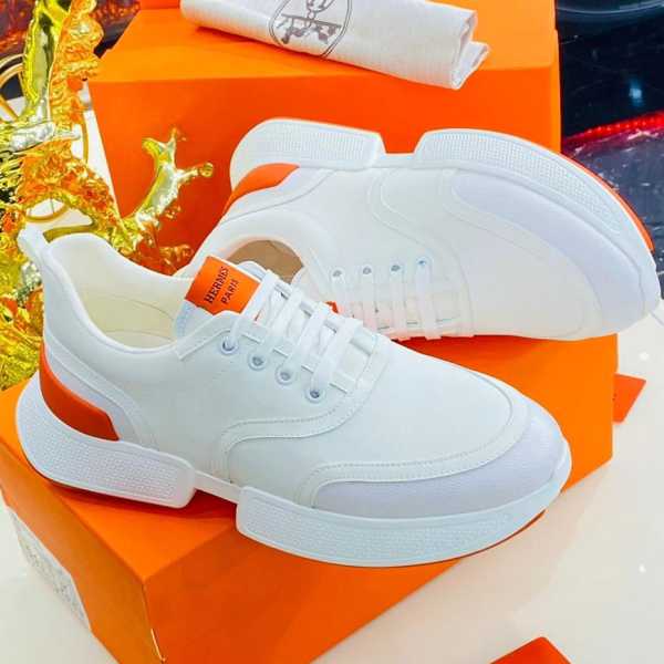 Hermes Sneakers White Orange