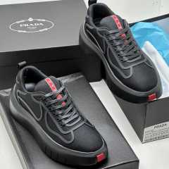 Prada Casual Lace Up Sneakers All Black