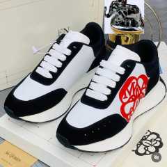 Alexander McQueen Sneakers Non Perforated Leather Black White