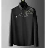 Embroidery Long Sleeve Shirts Black