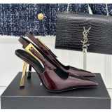 YSL SLING-BACK HEELS - BURGUNDY
