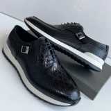 Berluti Leather Lace Up Side Buckle Shoe Black