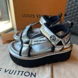 LV PLATFORM LUXURY SANDALS - SILVER