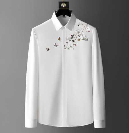 Embroidery Long Sleeve Shirts White