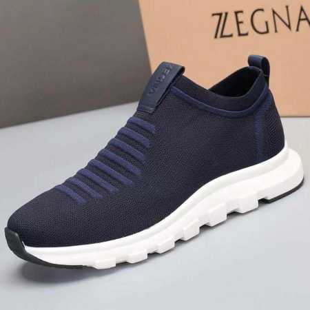Zegna Slip-on Sneakers Navy Blue White