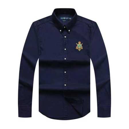 Prl Badge Long Sleeve Shirt Navy Blue