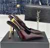 YSL SLING-BACK HEELS - BURGUNDY