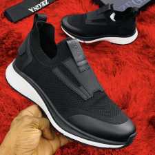 Zegna Slip-On Sneakers Black White