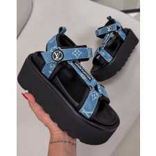 PLATFORM LUXURY SANDALS - DENIM