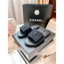 Chanel Crotchet Slides - Black 