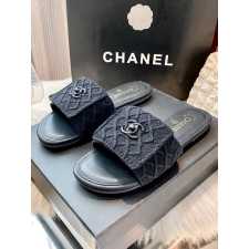 Chanel Crotchet Slides - Black 
