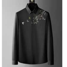 Embroidery Long Sleeve Shirts Black