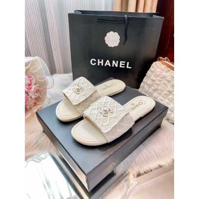 Chanel Crotchet Slides - Ivory