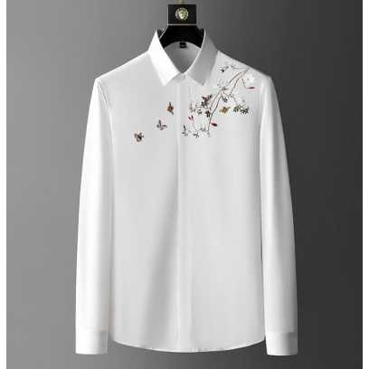 Embroidery Long Sleeve Shirts White