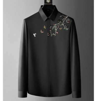 Embroidery Long Sleeve Shirts Black