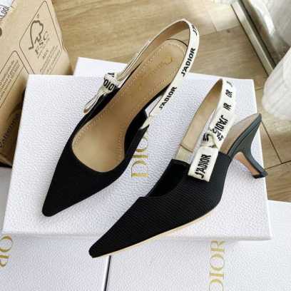 J'ADIOR LOW HEEL SLING-BACK -BLACK