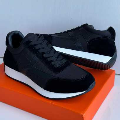 Hermes Lace Up Sneakers Black