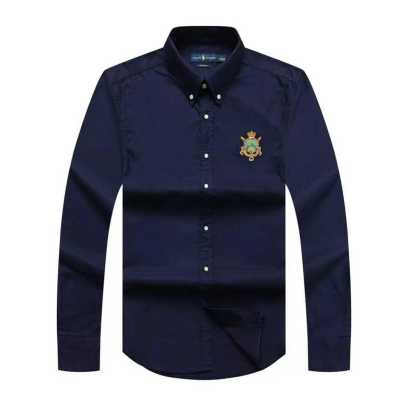 Prl Badge Long Sleeve Shirt Navy Blue
