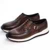 Berluti Leather Lace Up Side Buckle Shoe Coffee Brown