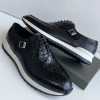 Berluti Leather Lace Up Side Buckle Shoe Black