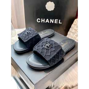 Chanel Crotchet Slides - Black 
