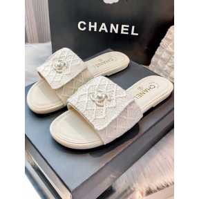 Chanel Crotchet Slides - Ivory