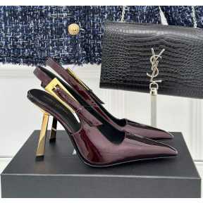YSL SLING-BACK HEELS - BURGUNDY