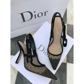 J'ADIOR CRYSTAL  SLING-BACK HEELS -BLACK