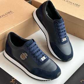 Billionaire Leather Sneakers Navy Blue