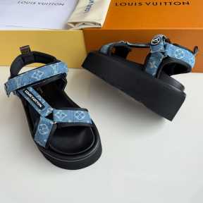 LV PLATFORM LUXURY SANDALS - DENIM