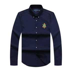 Prl Badge Long Sleeve Shirt Navy Blue