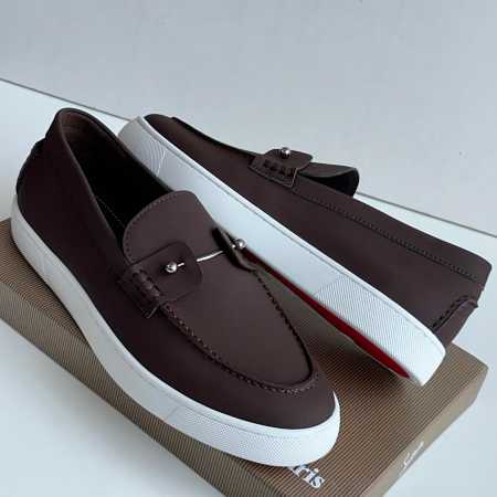 Christian Louboutin Chambelisneak Leather Sneakers Coffee Brown