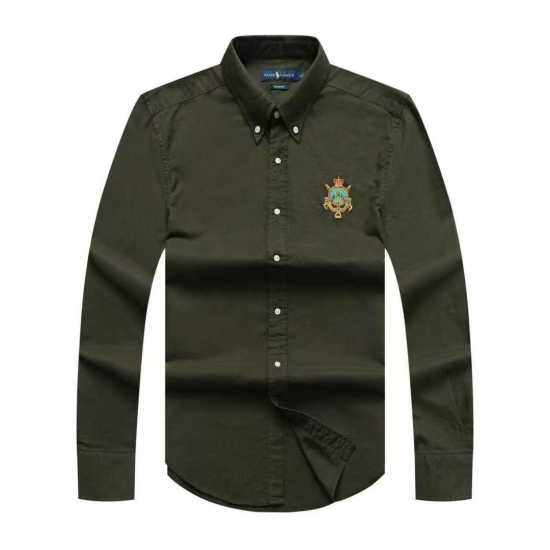 Prl Badge Long Sleeve Shirt Army Green