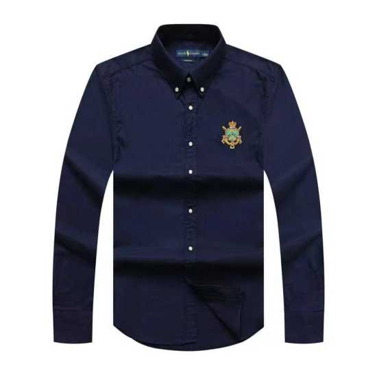 Prl Badge Long Sleeve Shirt Navy Blue