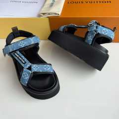 LV PLATFORM LUXURY SANDALS - DENIM