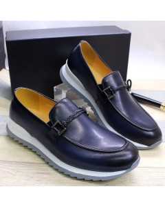 Berluti Leather Sneakers Navy Blue