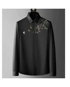 Embroidery Long Sleeve Shirts Black