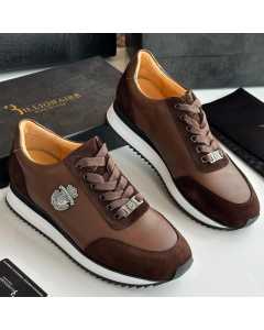 Billionaire Sneakers Leather Coffee Brown