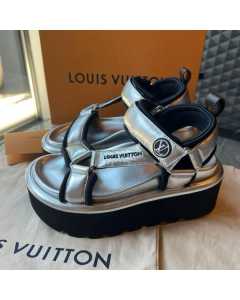 LV PLATFORM LUXURY SANDALS - SILVER