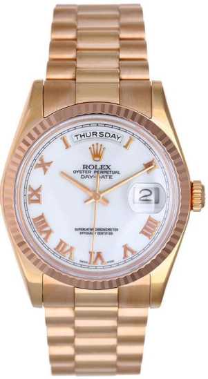 Rolex Day-Time Wrist Watch White Face Rose Gold