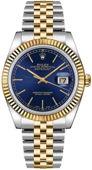 Rolex Datejust 36 Two Tone Blue Dial Men's Watch
