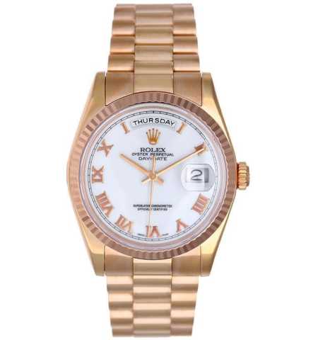 Rolex Day-Time Wrist Watch White Face Rose Gold