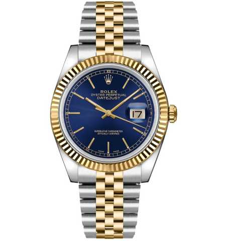 Rolex Datejust 36 Two Tone Blue Dial Men's Watch