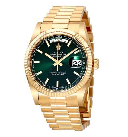 Rolex Day-Time Wrist Watch Green Face