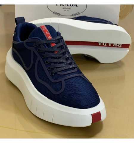 Prada Casual Lace Up Sneakers Navy