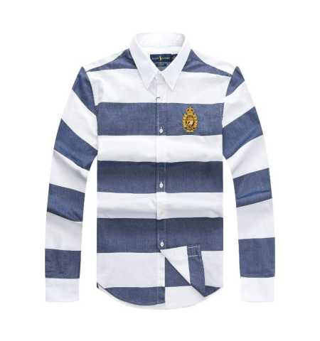 PRL Crested Bold Stripe Long Sleave Shirt